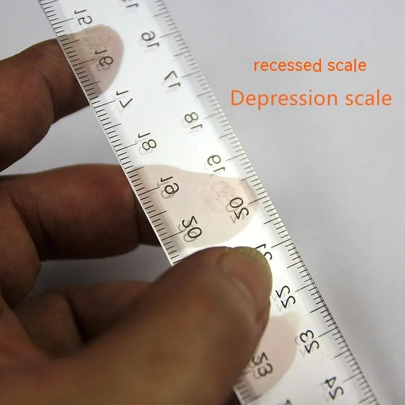 30cm T-shaped plastic ruler in transparent or orange yellow with UK or double centimetre scales