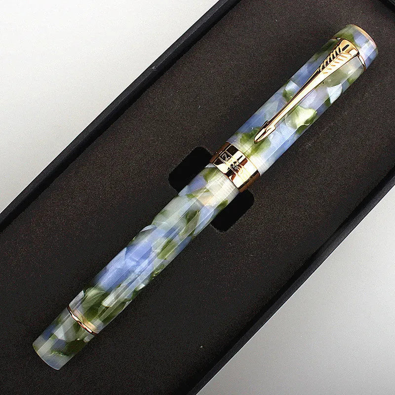 Deep bath green metal pen showing three tip options: 0.5mm F, 0.7mm M, and 1.0mm graphic art