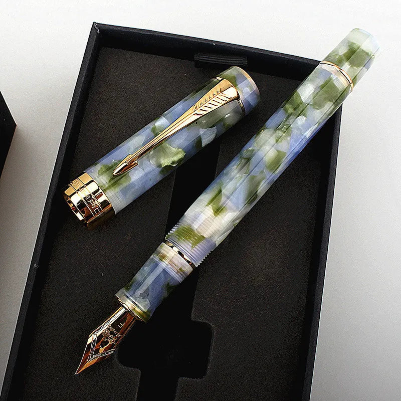 Deep bath green metal pen showing three tip options: 0.5mm F, 0.7mm M, and 1.0mm graphic art