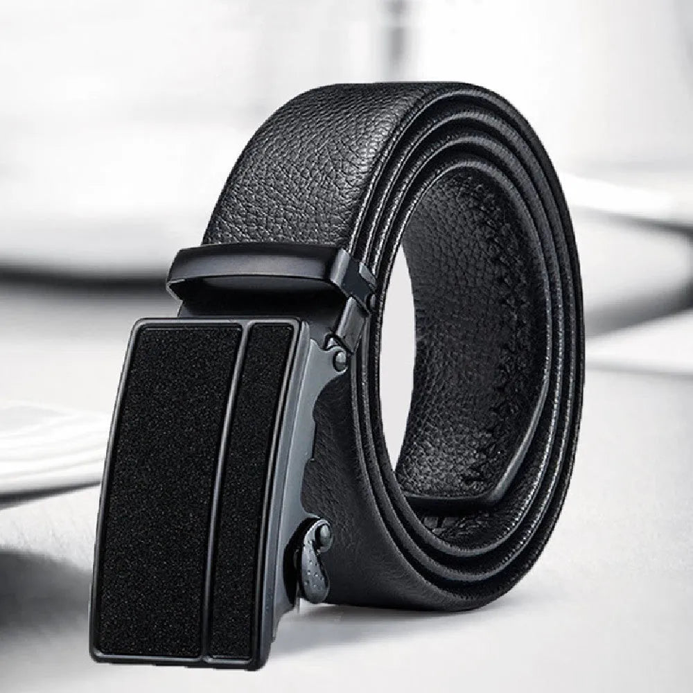 Black Bales Catch men's imitation leather belt 120cm electroplated buckle starry sky black