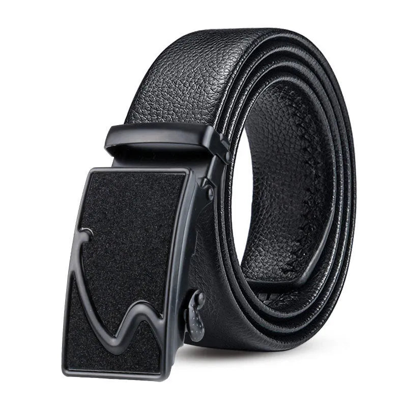 Black Bales Catch men's imitation leather belt 120cm electroplated buckle starry sky black