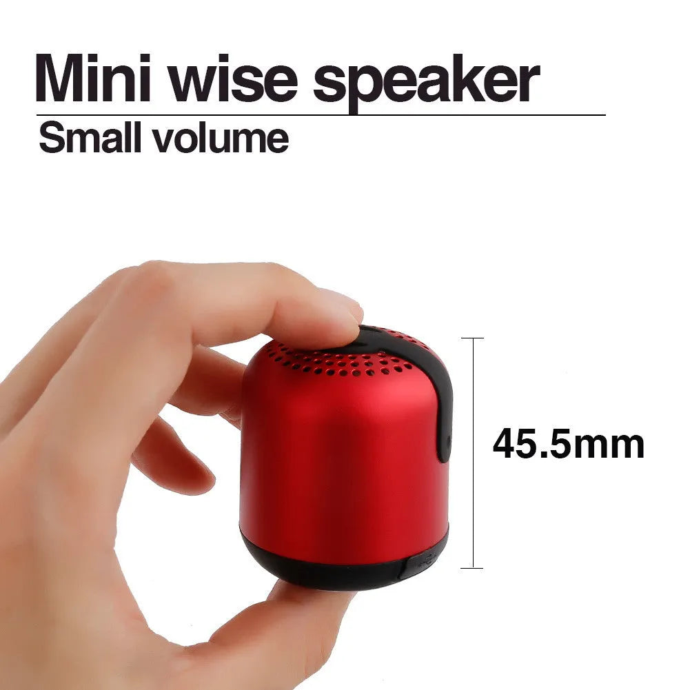 Hieha XQ11 cylinder-shaped mini portable Bluetooth speaker in black, gold, pink, red, and silver colour options.