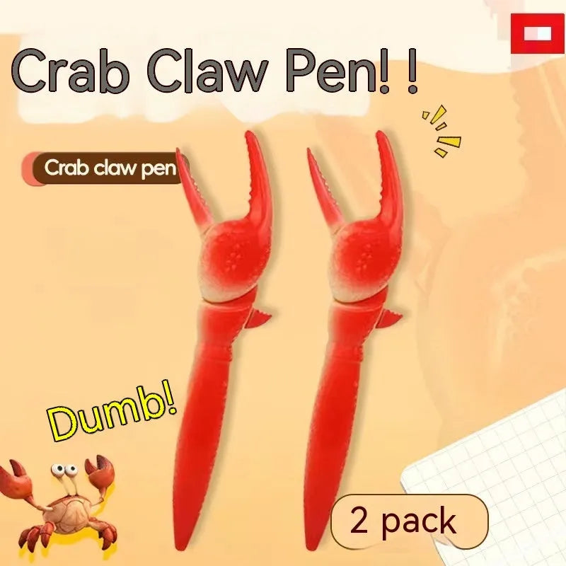 Crab-shaped novelty ballpoint pen with can clip attachment and press-down mechanism