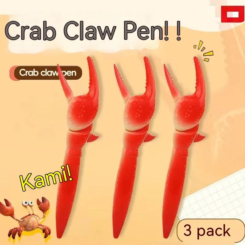 Crab-shaped novelty ballpoint pen with can clip attachment and press-down mechanism