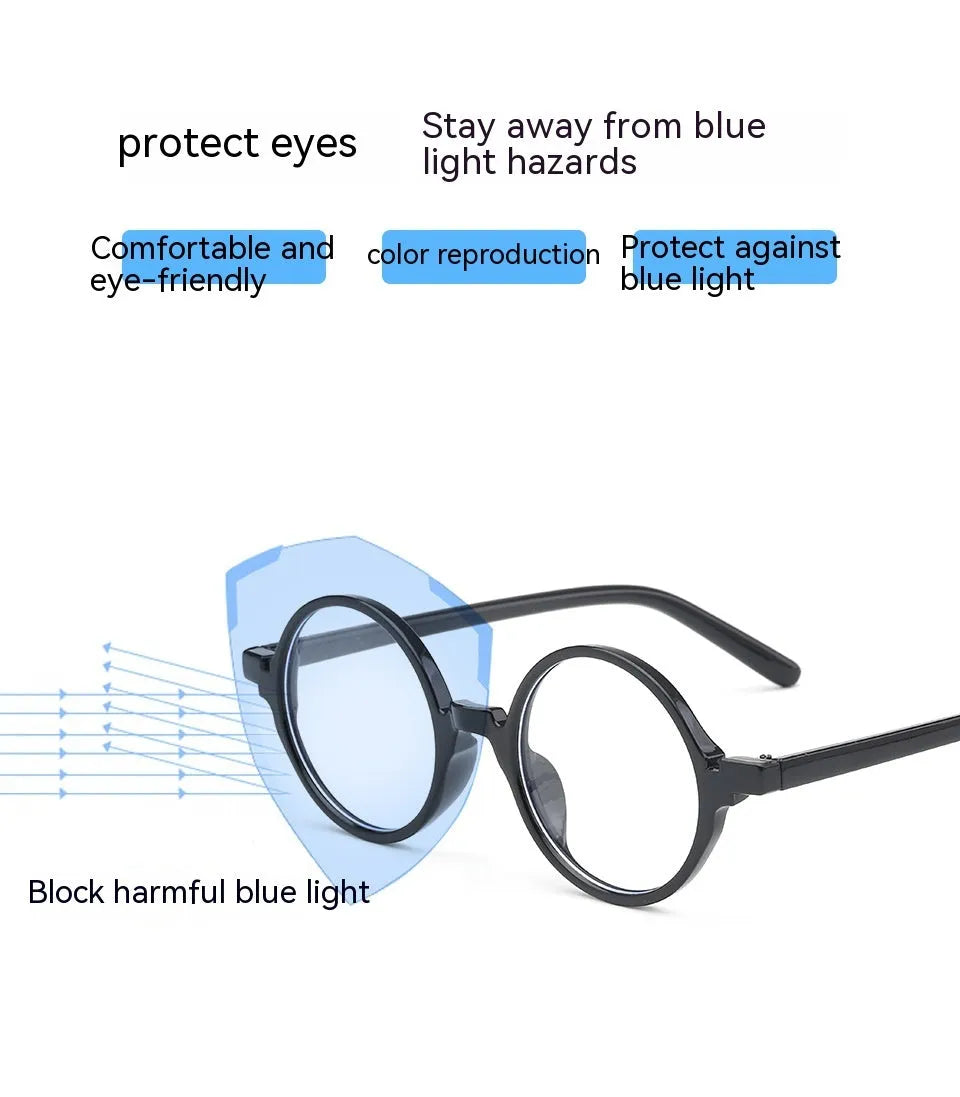 Retro round glasses with circular frame in four colour options on display