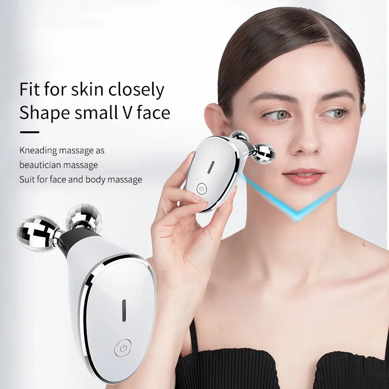 EMS facial massager with inductive therapy electric rollers white ABS and zinc alloy 105x75x64mm