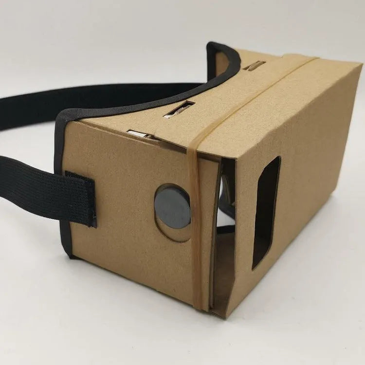 Pink and white cardboard VR glasses for smartphones with 3D lenses and magnet control