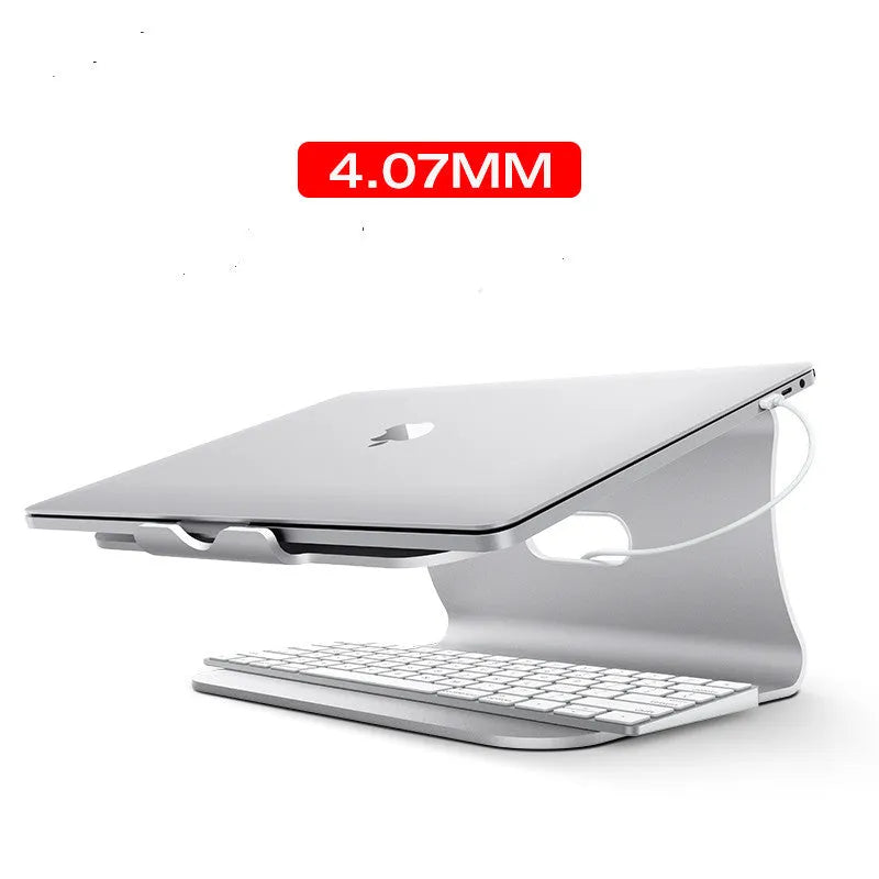 Silver aluminium alloy rotary cooling bracket for laptop on a desk