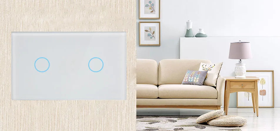 RF wireless touch light switch with tempered glass panel in black white or gold