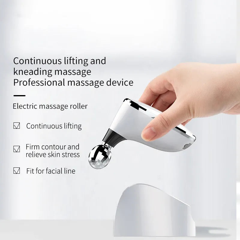 EMS facial massager with inductive therapy electric rollers white ABS and zinc alloy 105x75x64mm