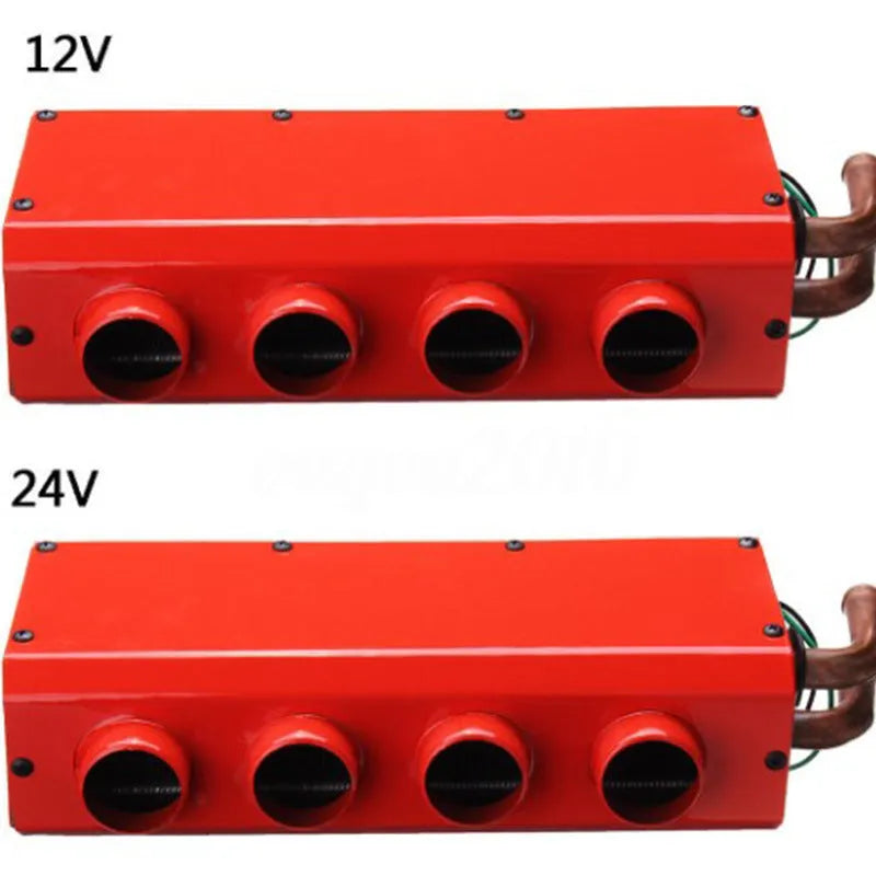 Metal car heater with four-hole copper pipe for 12V/24V vehicles