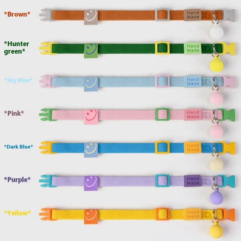 Small dog collar made from elastic polyester fabric in solid colours with adjustable 22-32cm sizing