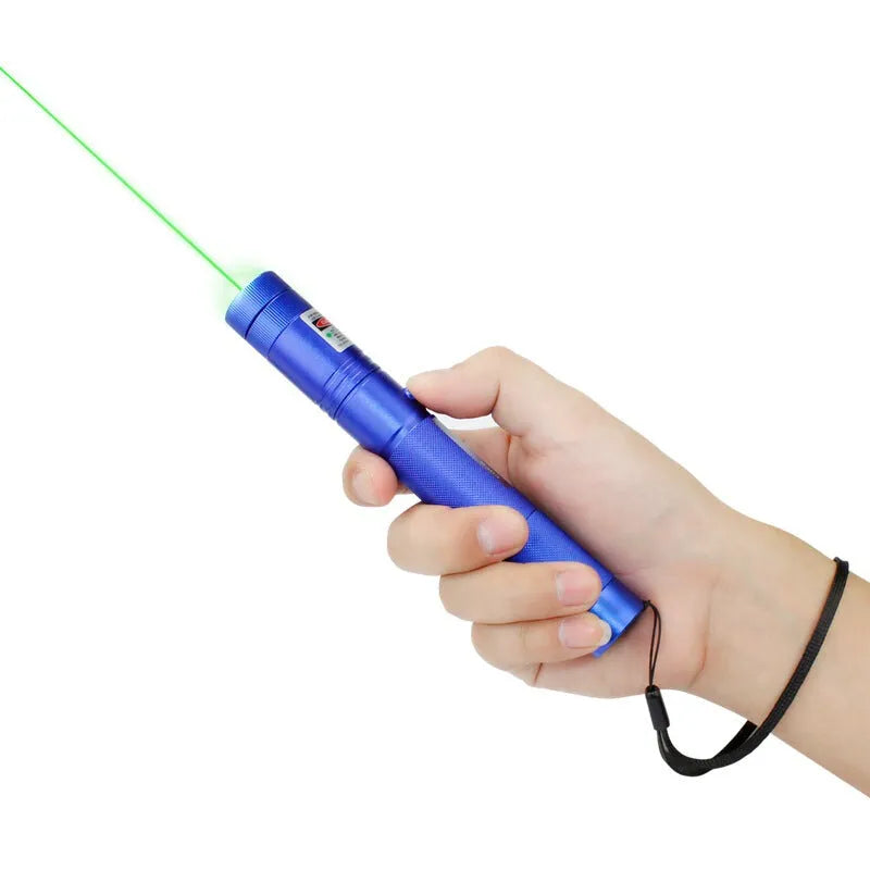 Green light laser flashlight with aluminium alloy body blue colour 16 cm length