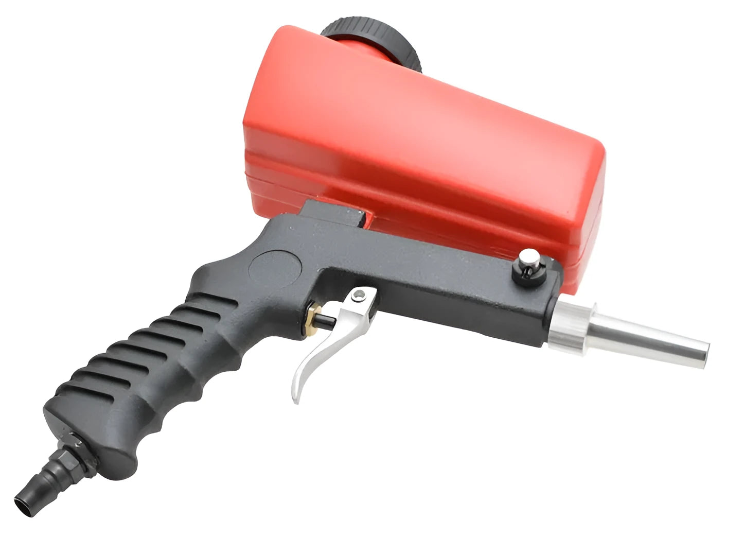 Portable black pneumatic sandblasting gun with a top-mounted hopper and a 6.5mm nozzle.