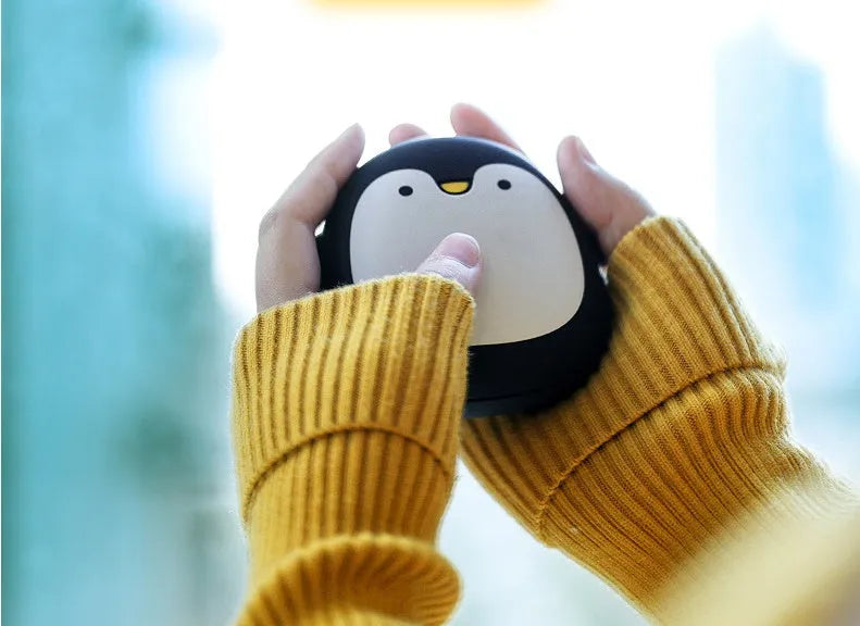 Cartoon penguin and polar bear design USB rechargeable hand warmer and power bank