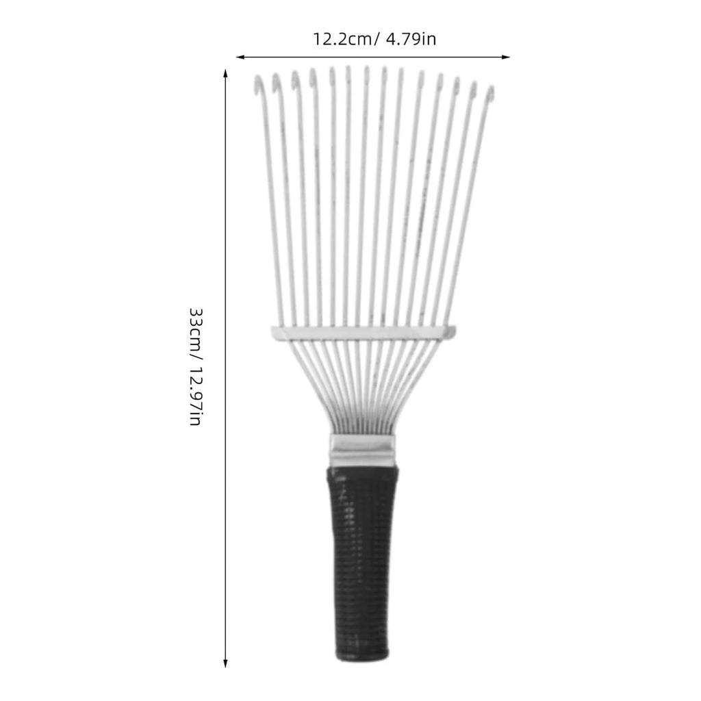 Stainless steel dematting brush rake comb for grooming horses, dogs, and livestock.