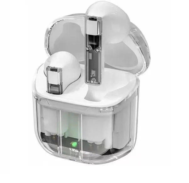Space capsule transparent case true wireless Bluetooth headset with digital display screen