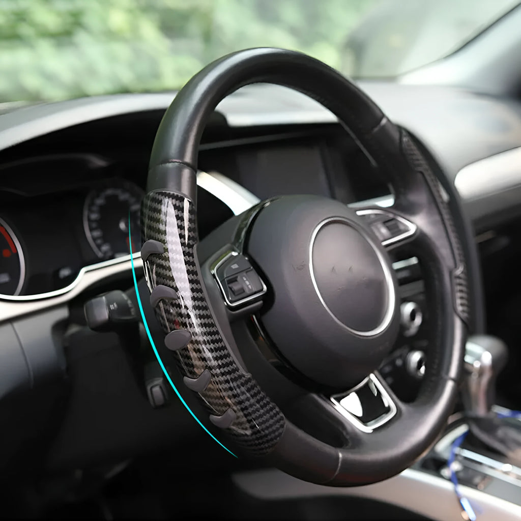 Fibreglass steering wheel anti-skid sleeve in carbon fibre black for 38cm diameter wheels