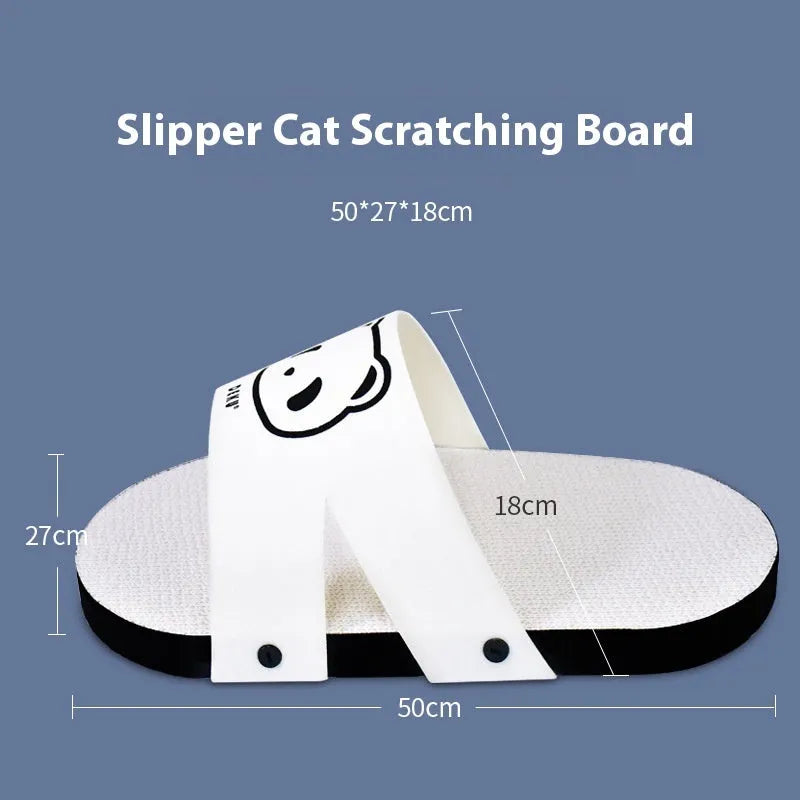 White corrugated paper cat scratch board slipper style for indoor feline scratching and claw maintenance