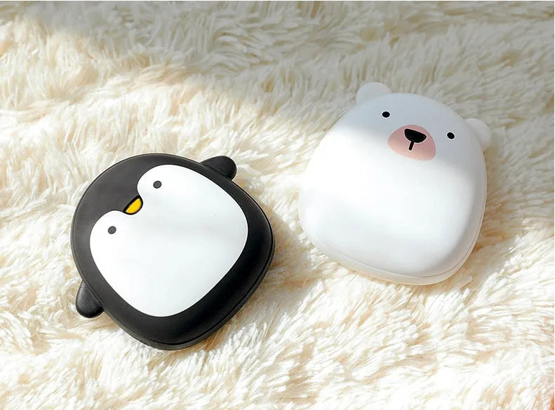 Cartoon penguin and polar bear design USB rechargeable hand warmer and power bank