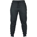 Men's grey fleece casual trousers with drawstring waistband and loose pencil pant fit