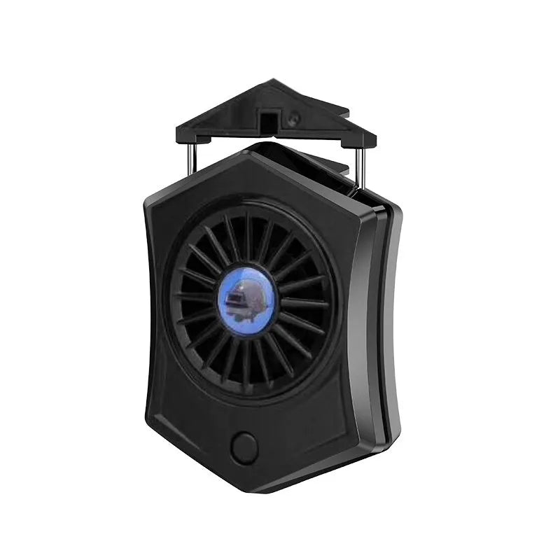Black and white mobile phone radiator cooling fan with USB connection for gaming smartphones