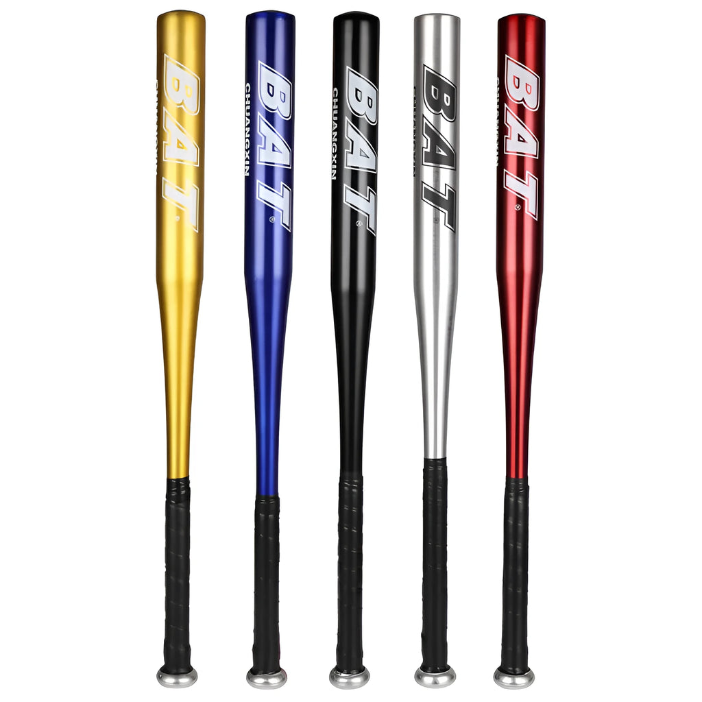 A6061 aluminium baseball bat with non-slip rubber grip, available in multiple sizes and colours for soft baseball training