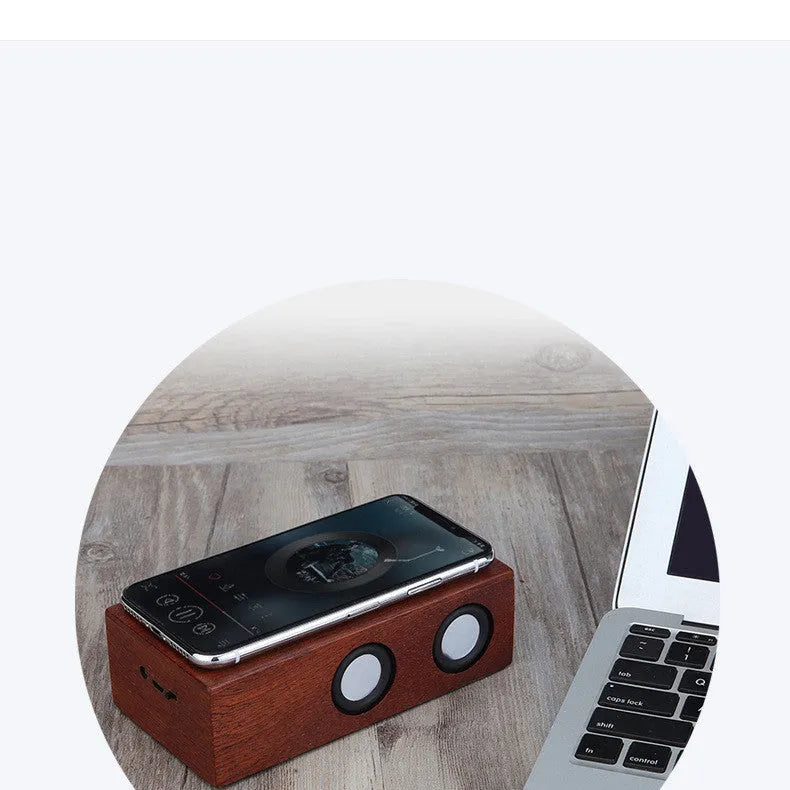 Retro wooden Bluetooth speaker in bamboo, black walnut, or sapele wood finishes