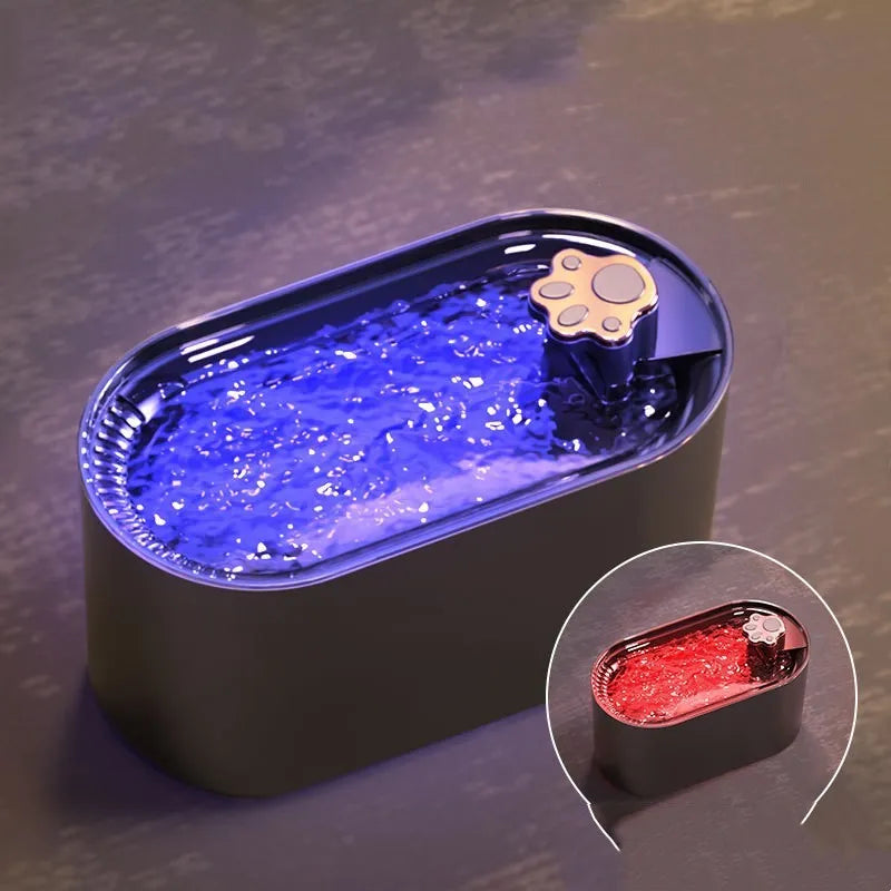 3L automatic cat water fountain in Berlin Blue with LED light indicator and triple filter system for pets