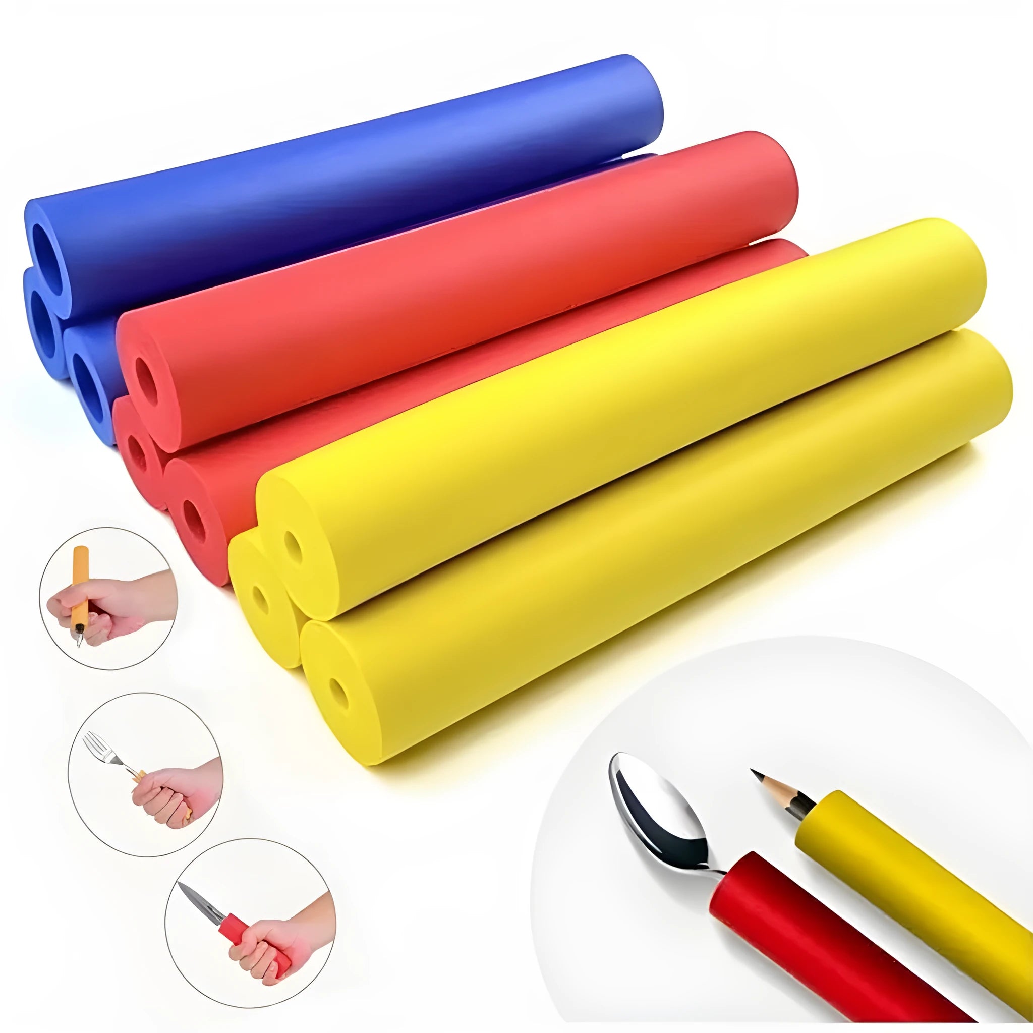 Set of black rubber grip hoses for organising utensils and tools, showing 10mm and 18mm sizes.
