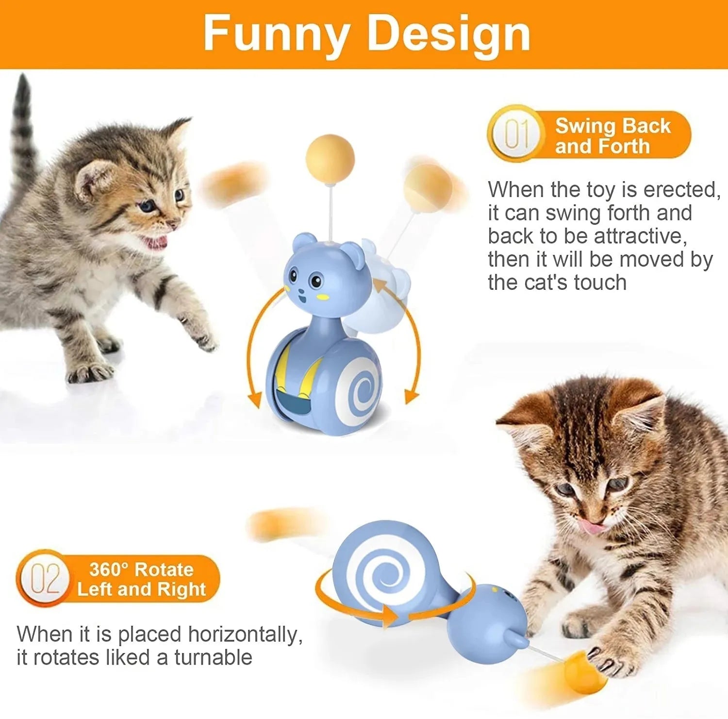 Pink and blue rotating ball cat feather wand toys with tumbler mechanism