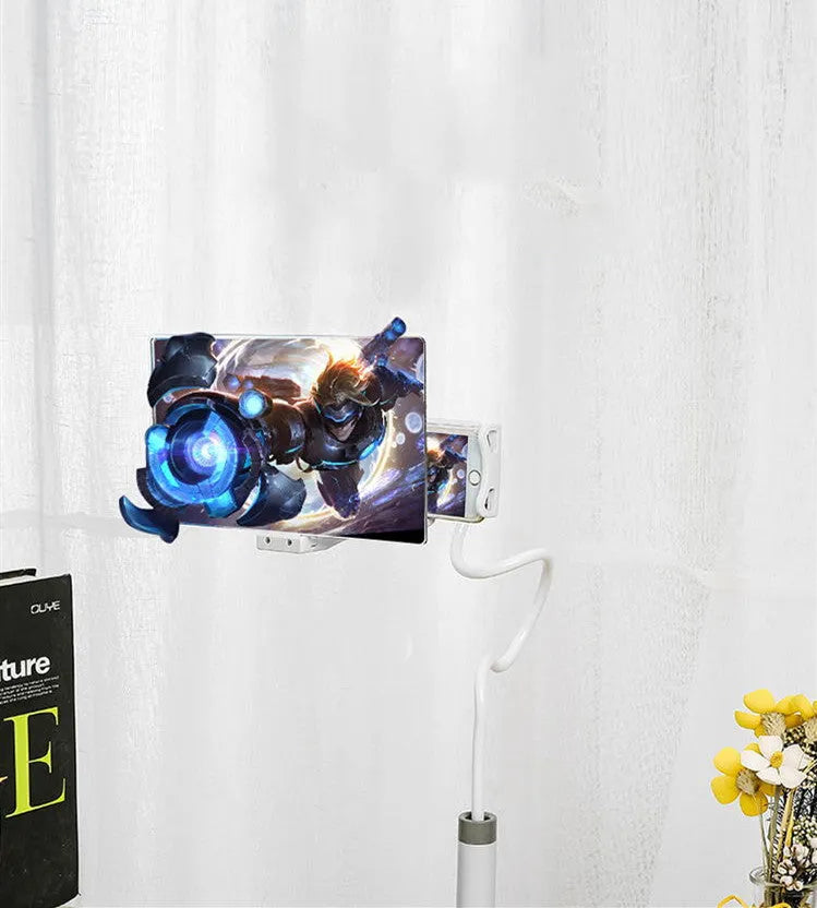 12-inch black mobile phone screen amplifier with adjustable folding bracket on acrylic display