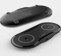 Dual wireless charging pad showing two phone charging positions with black or white colour options