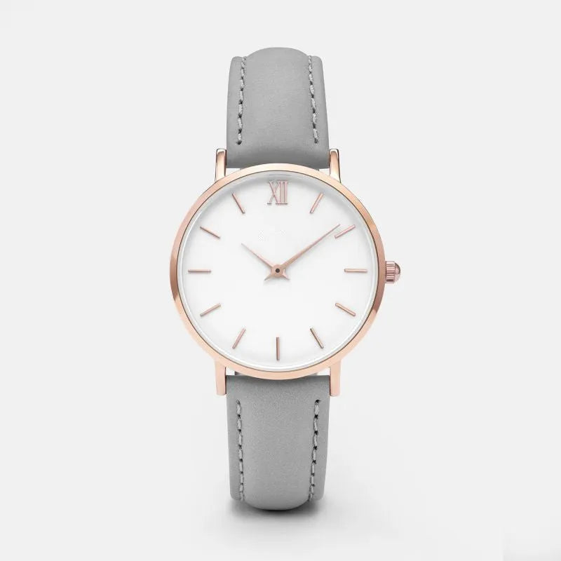 35.5mm square alloy case quartz watch with PU leather strap in various colours.