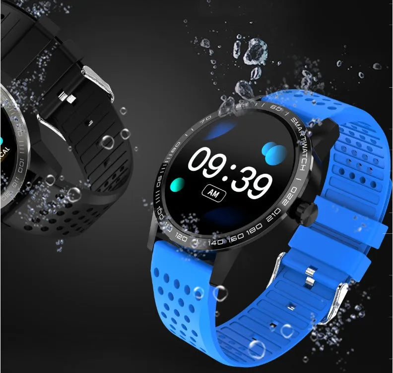 T2 smart bracelet with colour screen showing heart rate monitoring display in black or blue colour