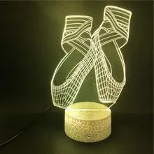Ballet dancing shoes design 3D LED night light with remote control showing seven colour options