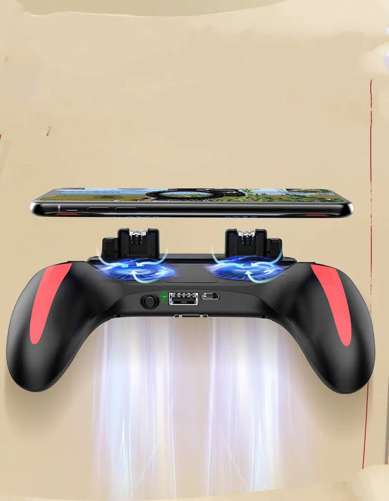 H10 mobile gaming controller with cooling fan attached to a smartphone.