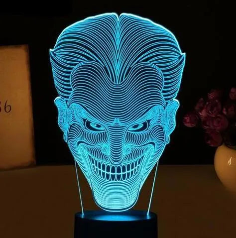 USB-powered 3D LED colour lamp with remote control showing seven adjustable lighting options
