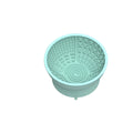 Cyan silicone dog licking mat slow feeder bowl with textured surface and suction cup base.