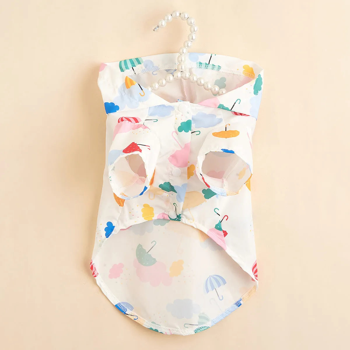 Colourful cartoon umbrella pattern dog raincoat in polyester fabric