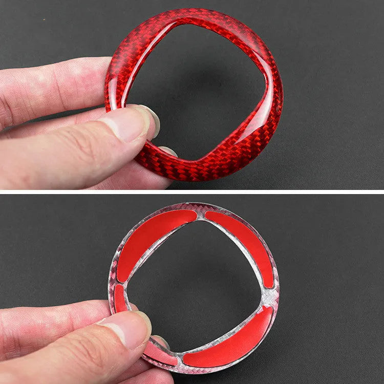 Real dry carbon fibre steering wheel decorative sticker in black or red.