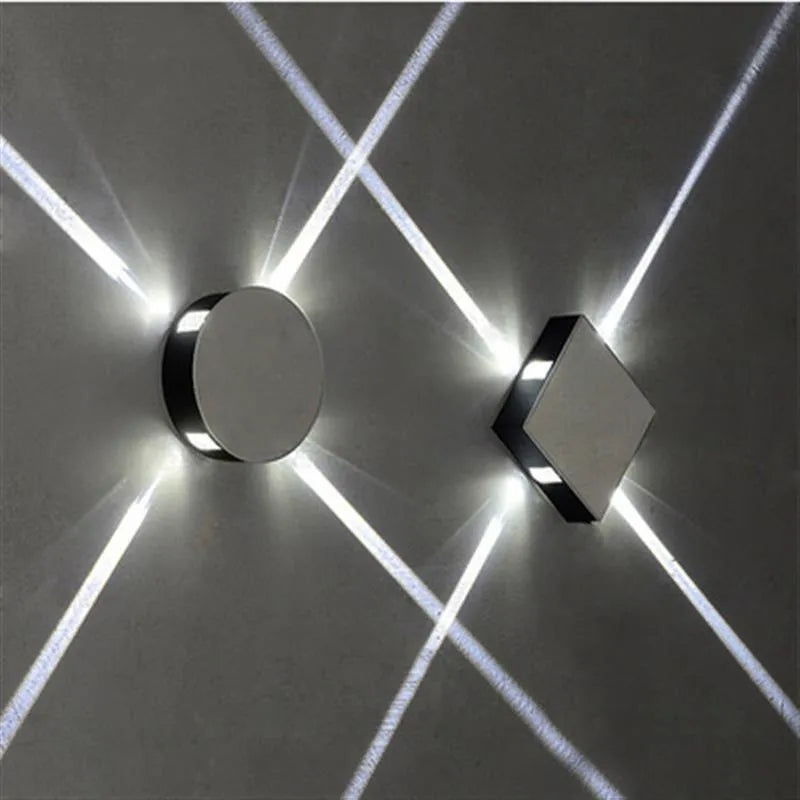 Modern square and round aluminium LED wall lights with iron lampshades in warm white or white light
