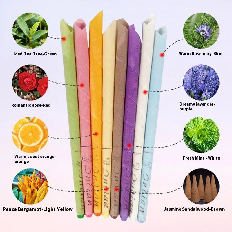 Ear candle health massage kit with 16 candles, 8 boards and 16 swabs in assorted colours