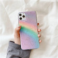 Rainbow gradient iPhone case with striped design for iPhone 6 through iPhone 11 models
