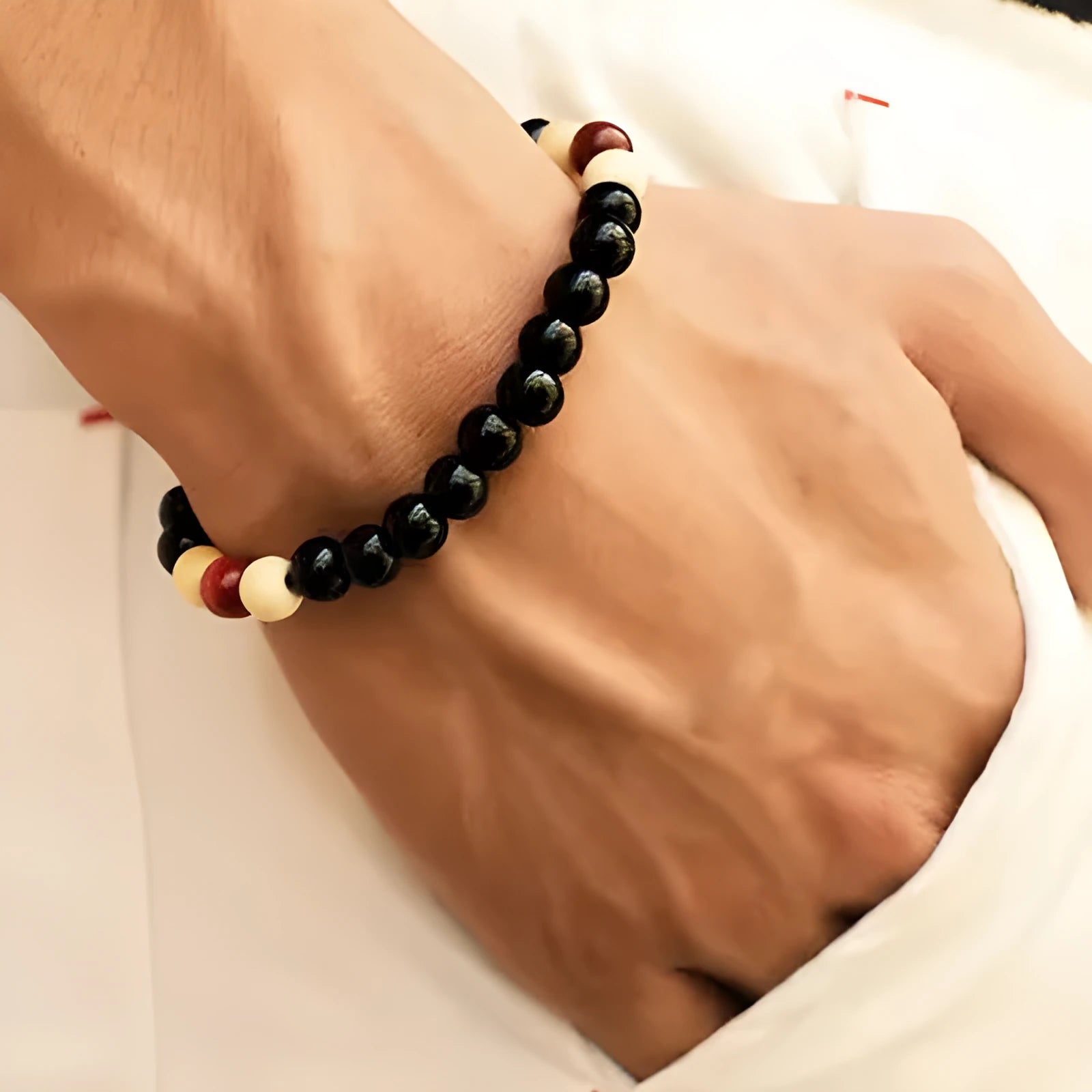 Natural stone beaded bracelet with lava stone beads for essential oils, ethnic style design