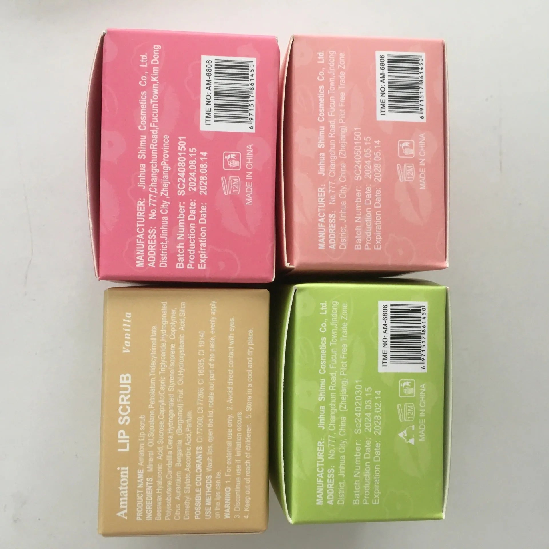 Amatoni lip scrub cream pot in coconut, raspberry, vanilla or watermelon flavour, 30g.