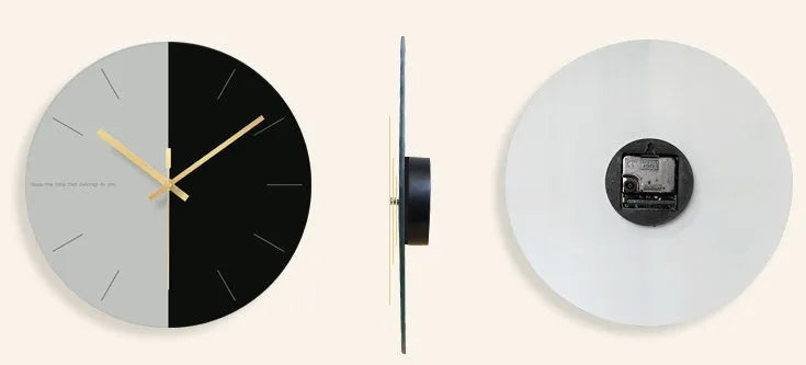 Minimalist transparent tempered glass wall clock, 29.5cm diameter, silent battery movement.