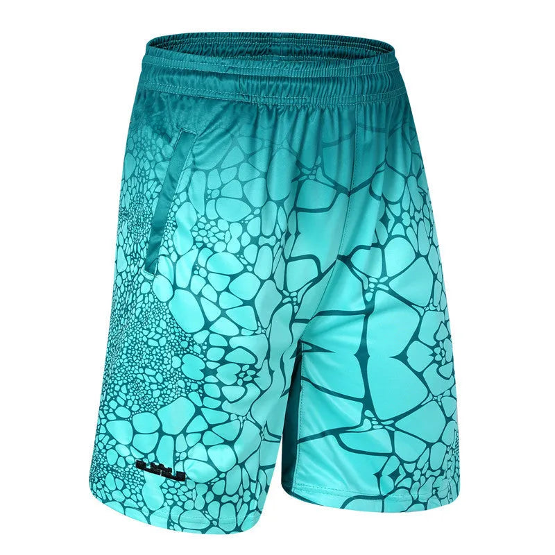 Casual hip-hop basketball pants shorts for men, loose fit, five-point length, polyester fibre, colour black