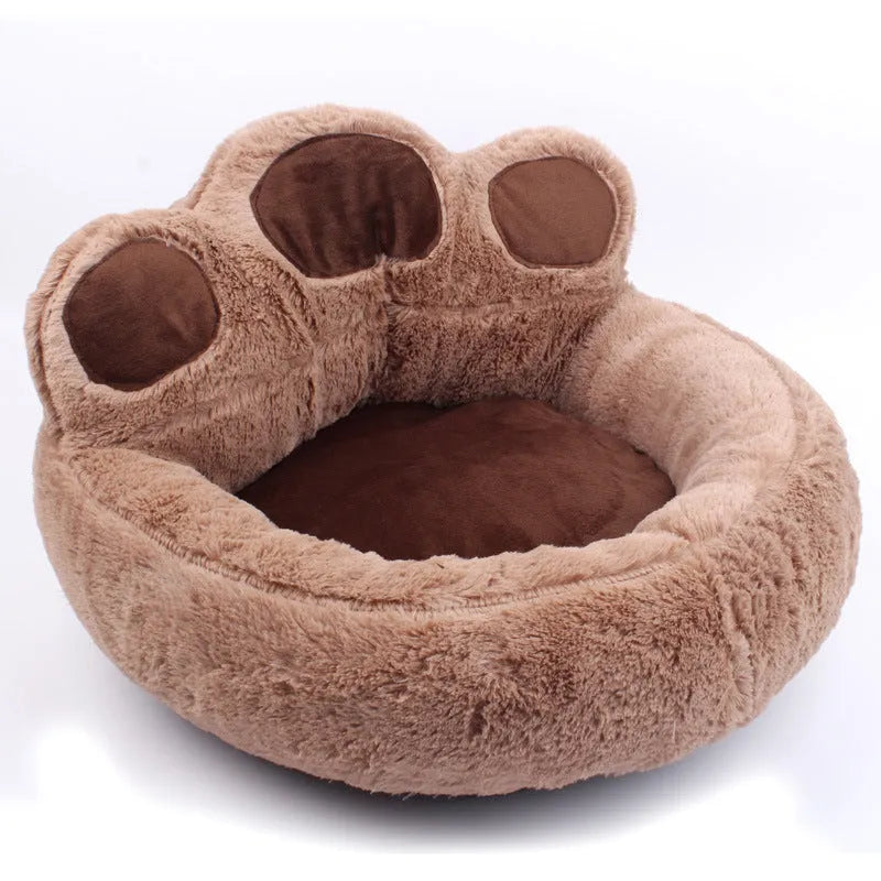 Teddy pet mat bear paw kennel short plush PP cotton coffee colour multiple sizes