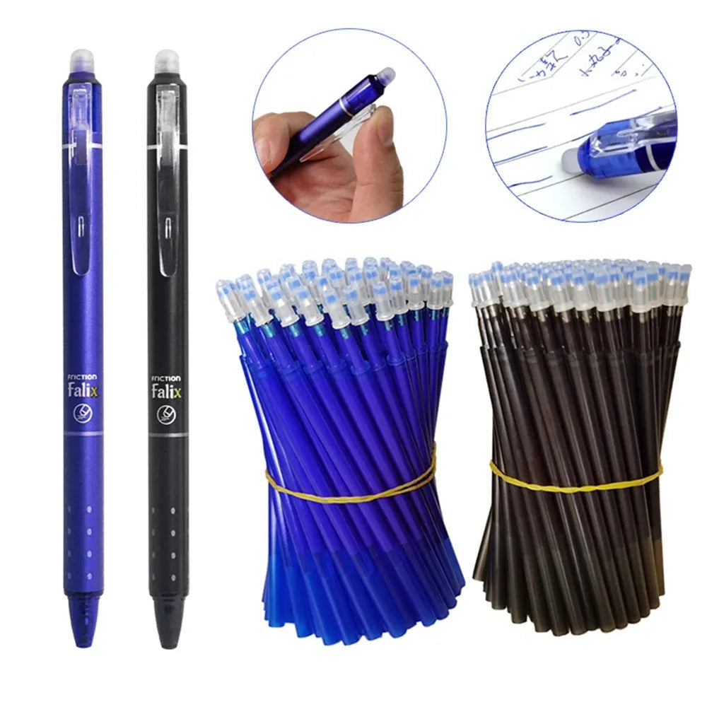 Hot erasable push gel pen with 0.5mm stainless steel nib in plastic casing